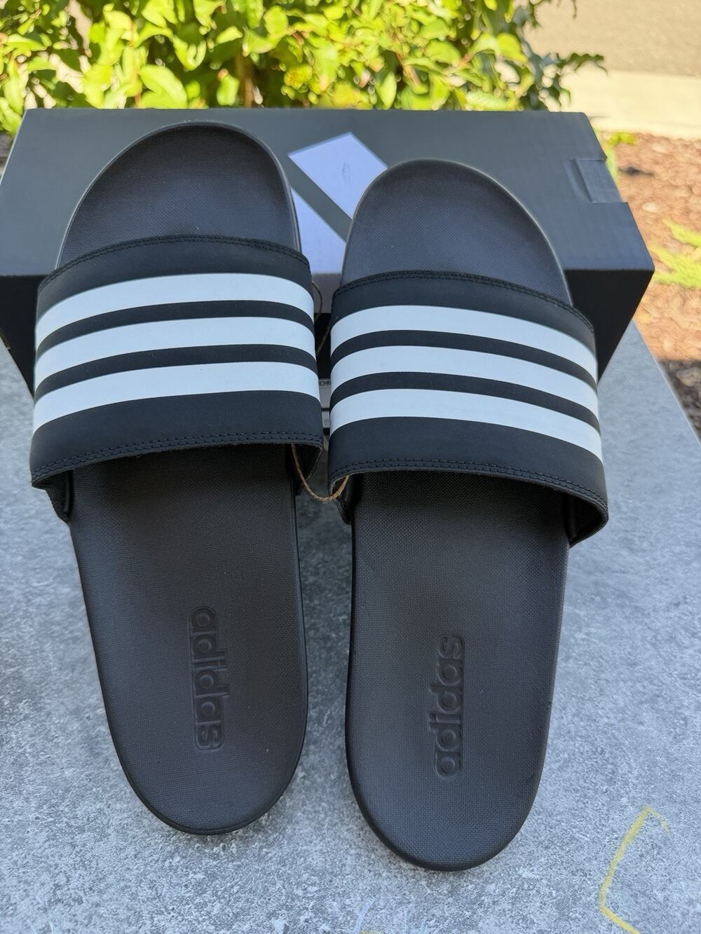 Adidas Adilette Comfort Slides Black Sandals Mens 12 Womens 13 Slip On